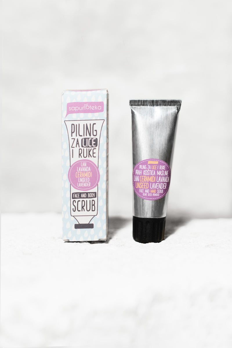 Piling za lice i ruke Koštice masline & lavanda – Sapunoteka